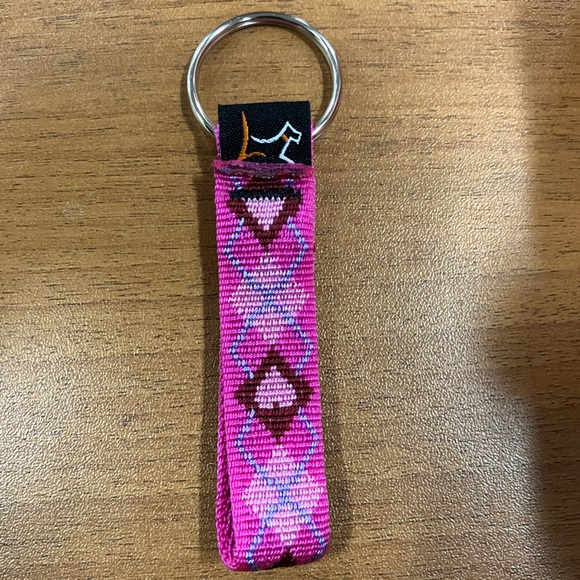 New pink purple argyle hearts keychain - loop at end NWOT - Picture 1 of 4